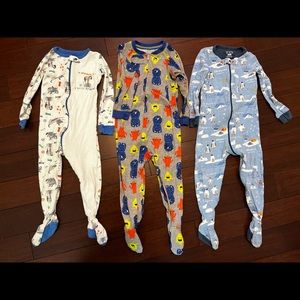 Lot of 4 Cotton Blend Footie PJs 2T